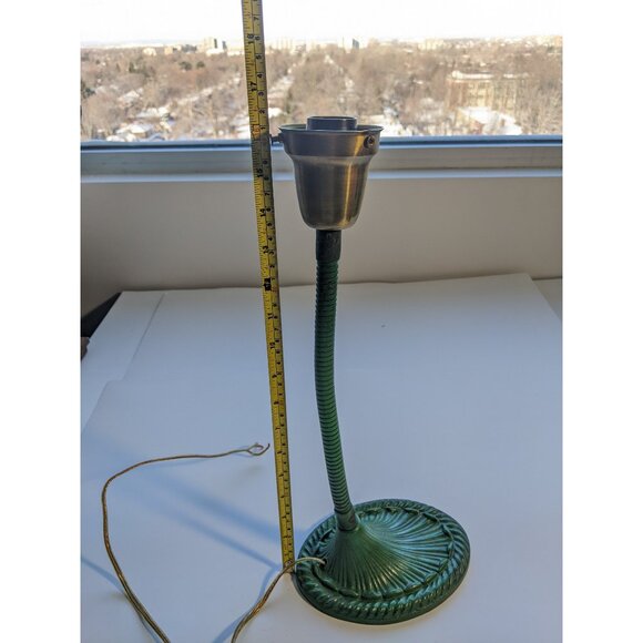 Beautiful Art Deco Cast Iron Goose-neck Table Lamp - Green, Eagle brand no shade - Picture 8 of 10